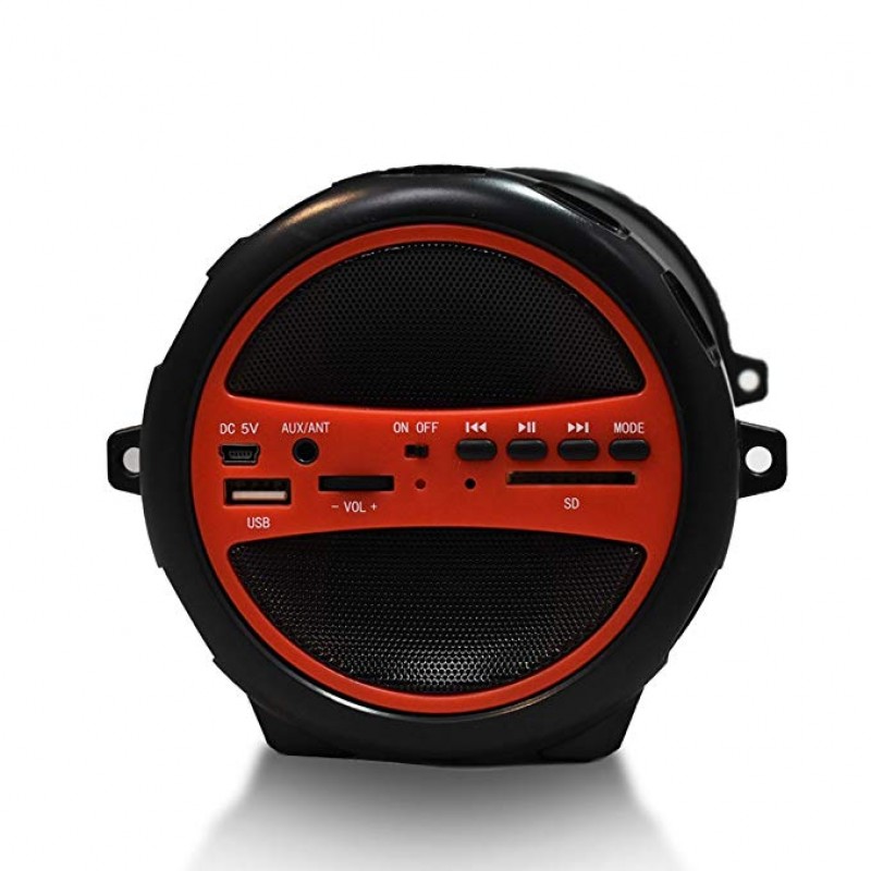  Portable Bluetooth Indoor/Outdoor 2.1 Hi-Fi Cylinder Loud Speaker with Built-In 3" Sub and SD Card, USB